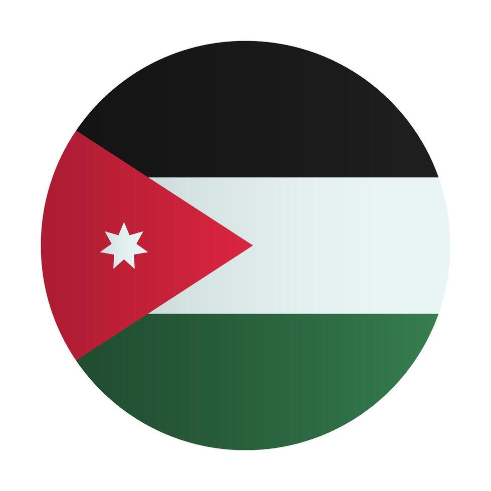 Flag of Jordan circle badge. Coutry identity vector