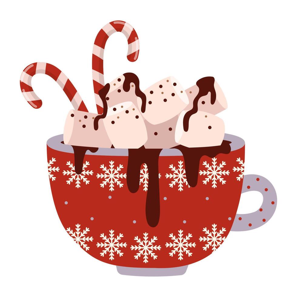 Cup of hot chocolate with marshmallows vector