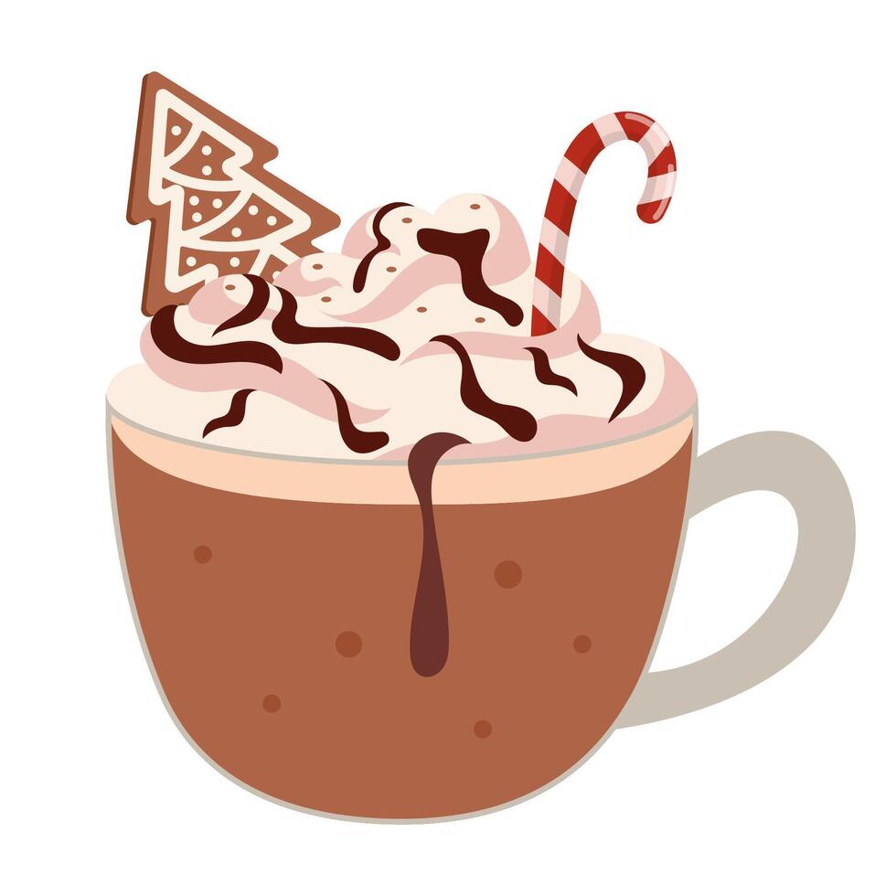 Cup of latte with whipped cream vector