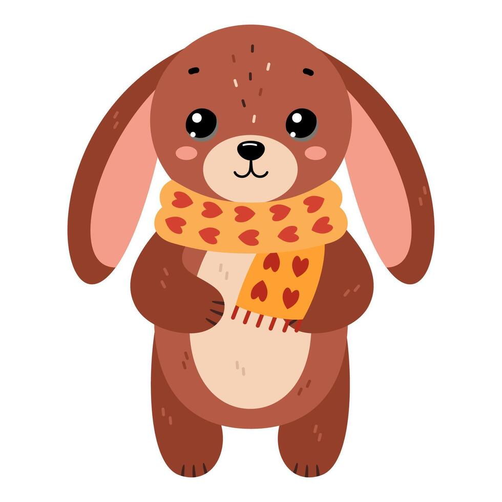 Hare wearing warm scarf vector