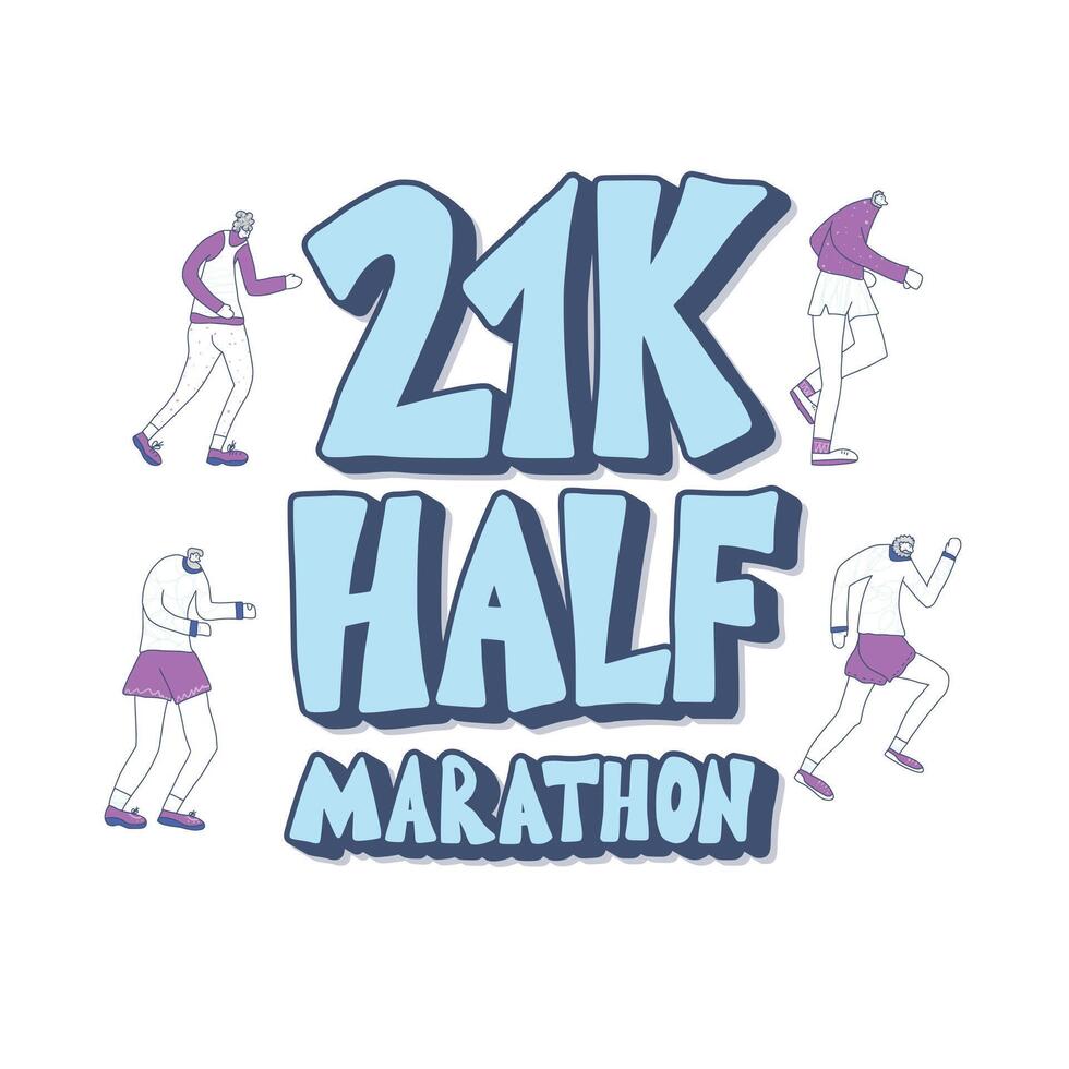 21 k run text isolated. text illustration. vector