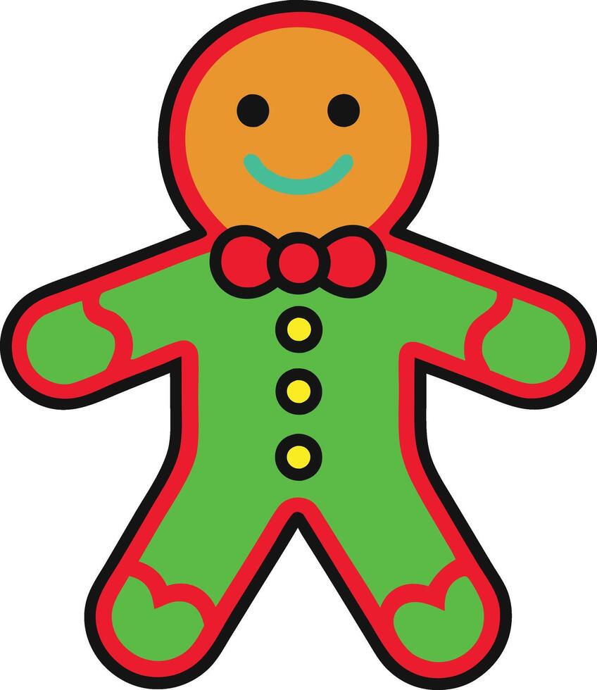 A cartoon gingerbread man with a bow tie vector