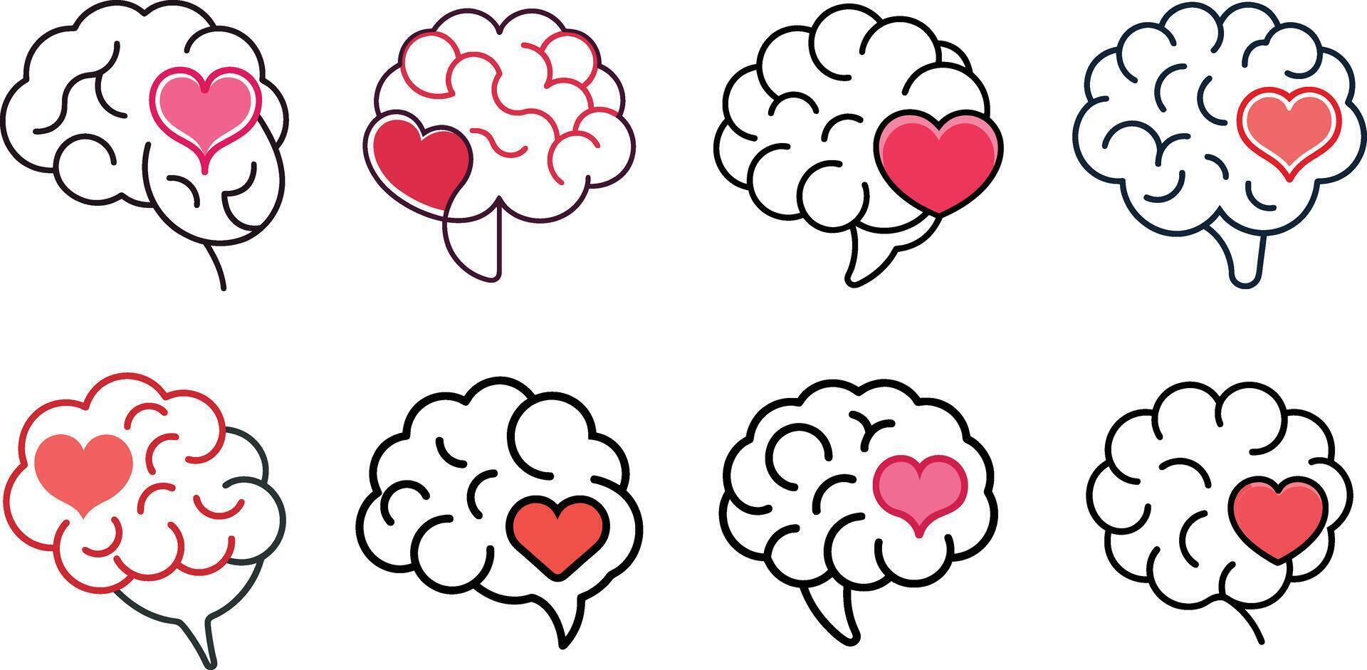 Creative art brain with a heart symbol showing the balance of logic and love vector