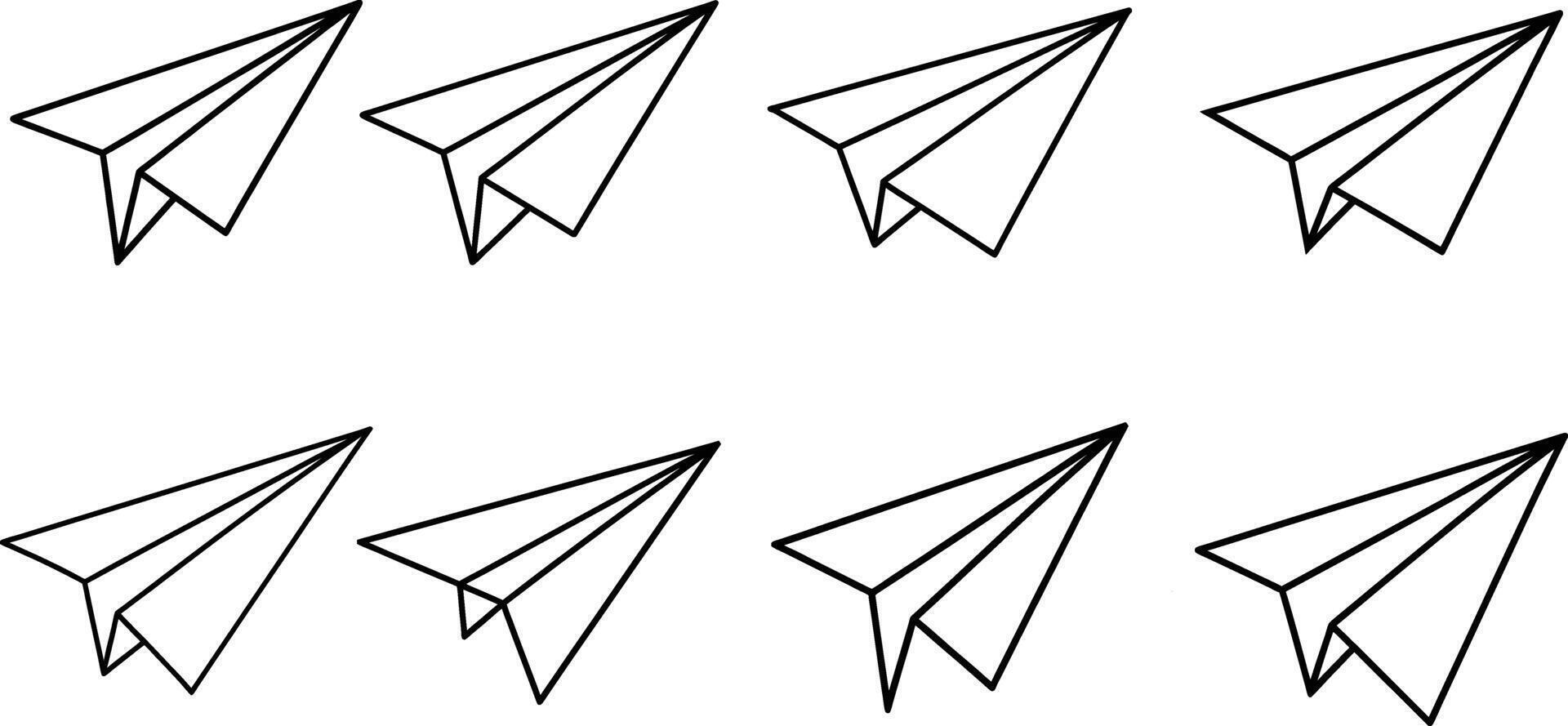 Set of Paper airplanes coloring pages vector