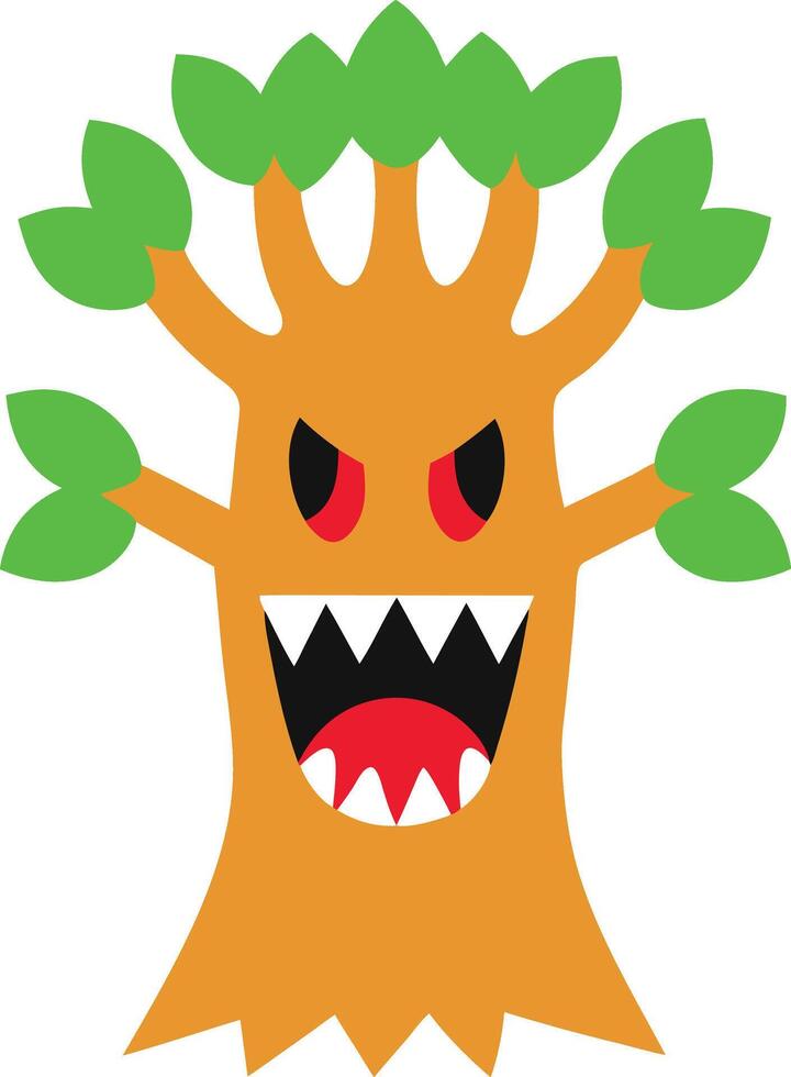 A cartoon tree with a big mouth and teeth vector