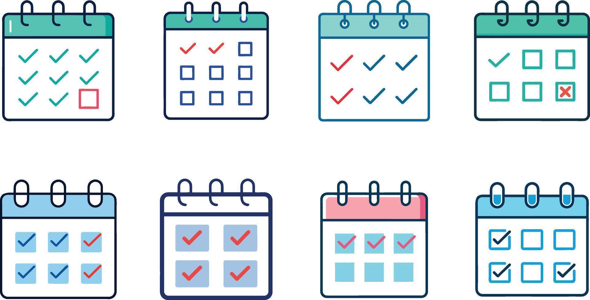 Calendar Design with Checkmarks for Organizing Your Tasks vector