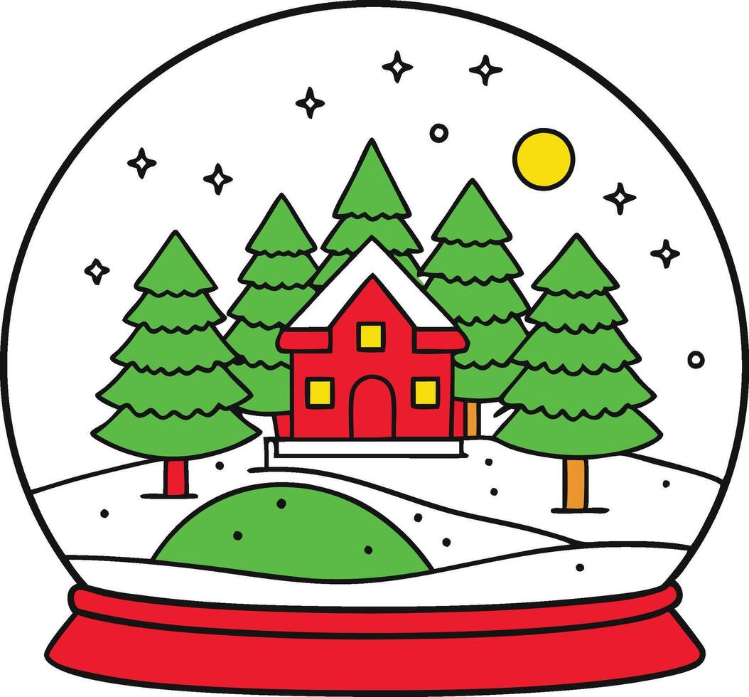 A snow globe with a house inside vector