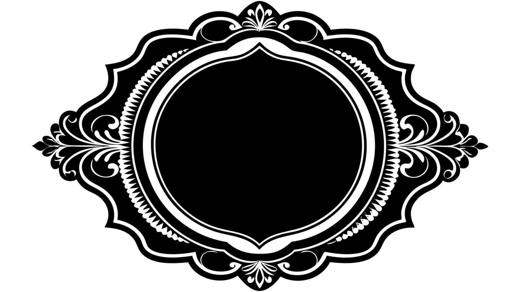 Large set of black silhouette frames or cartouches for badges in ornate classical curved and rounded symmetrical designs and shapes vector
