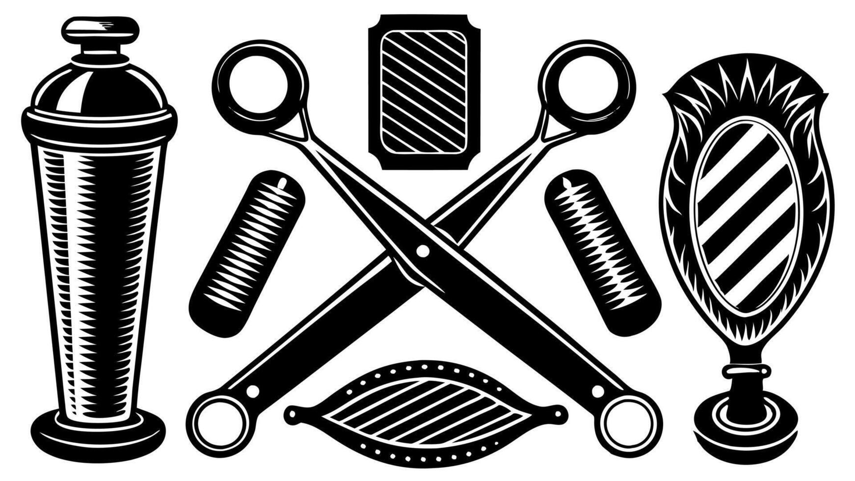 Vintage Barber Elements Set vector