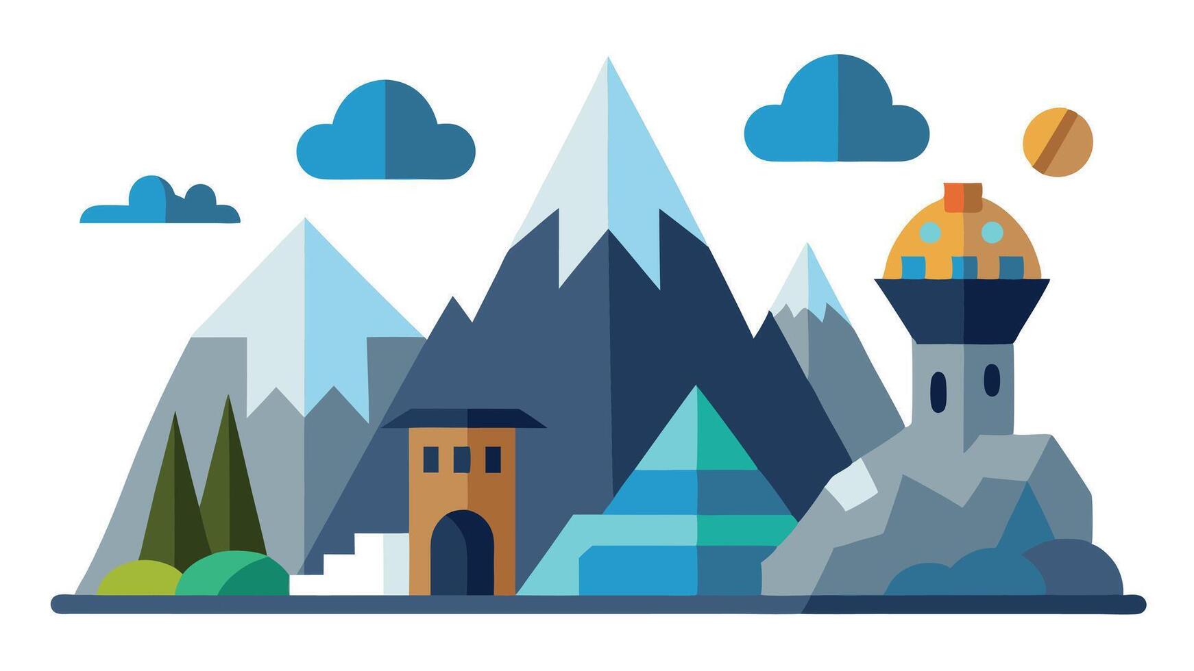 Mountains and rocks flat icon collection vector