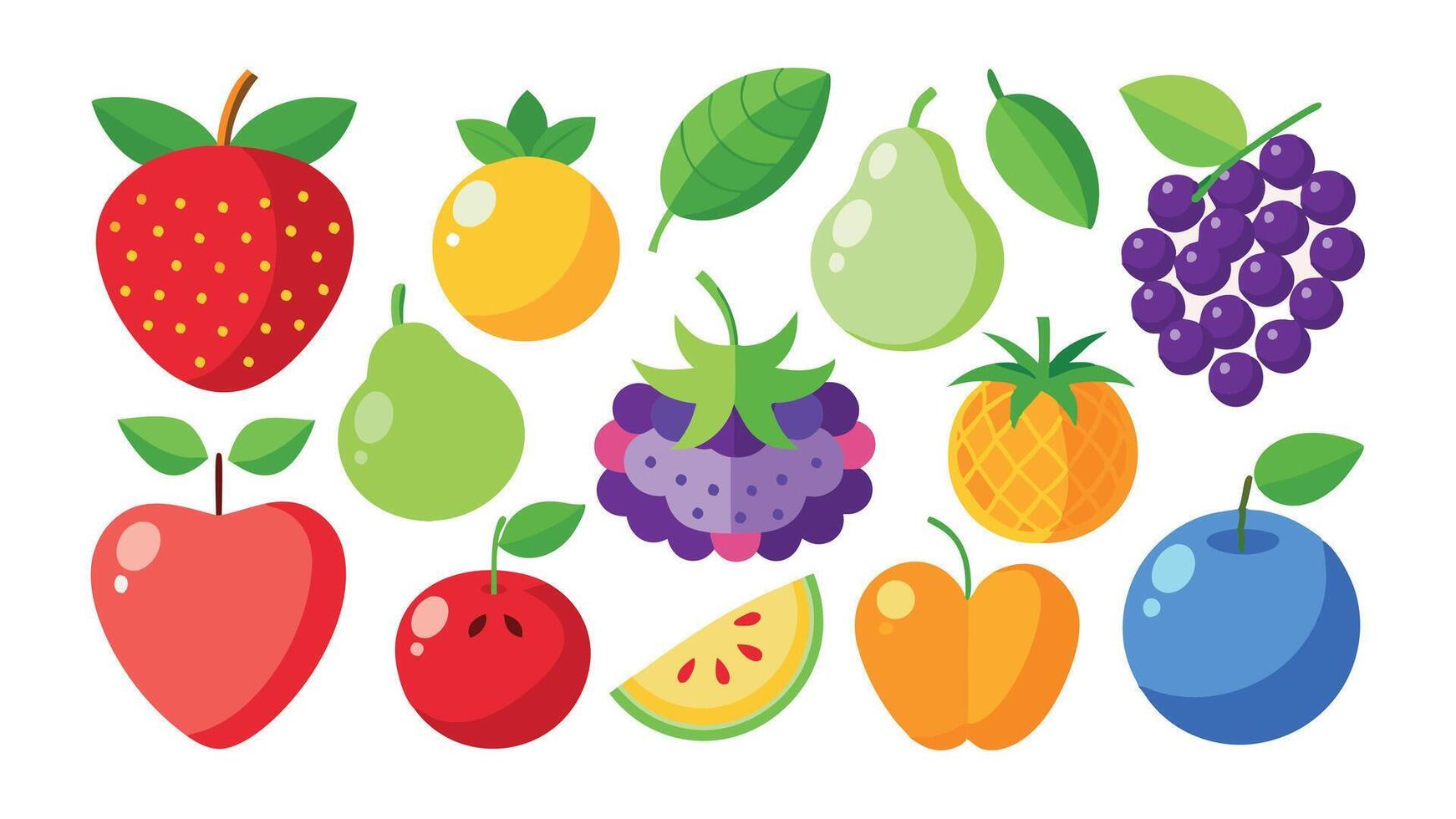 Fruits Berries Colorful Icons Collection vector