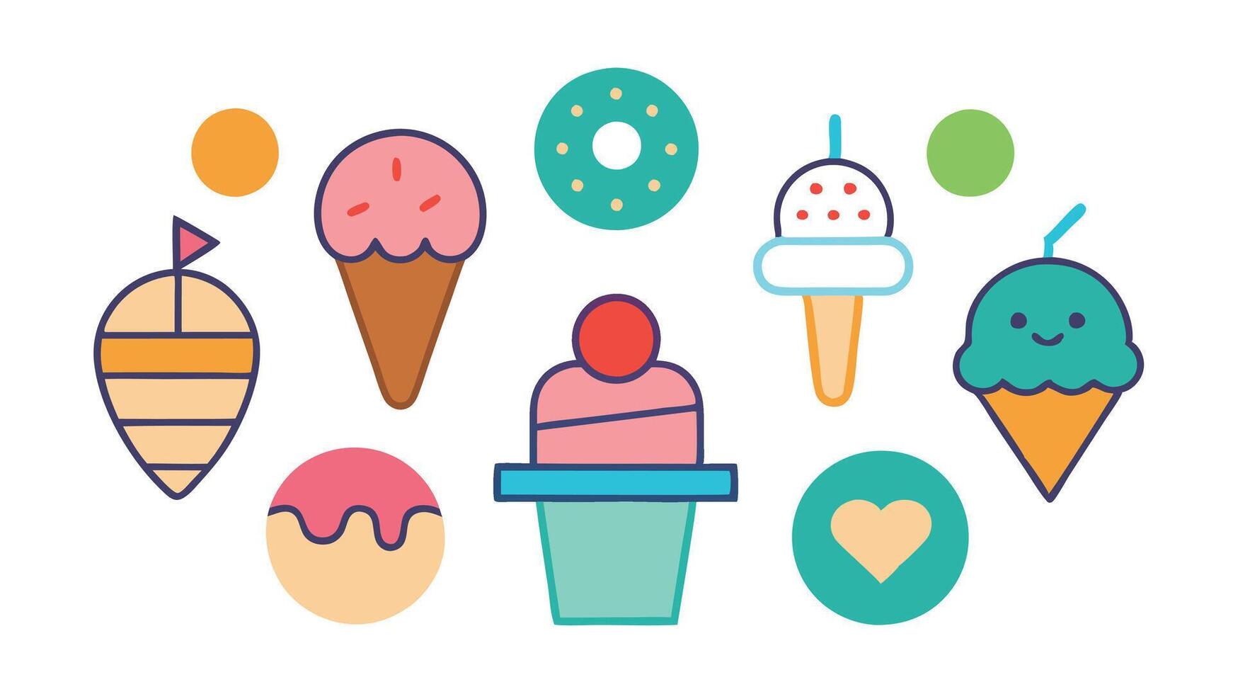 Ice creams icons set vector