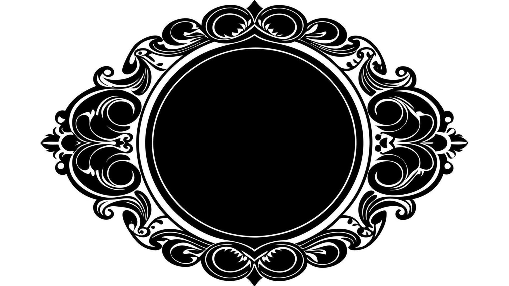 Large set of black silhouette frames or cartouches for badges in ornate classical curved and rounded symmetrical designs and shapes vector