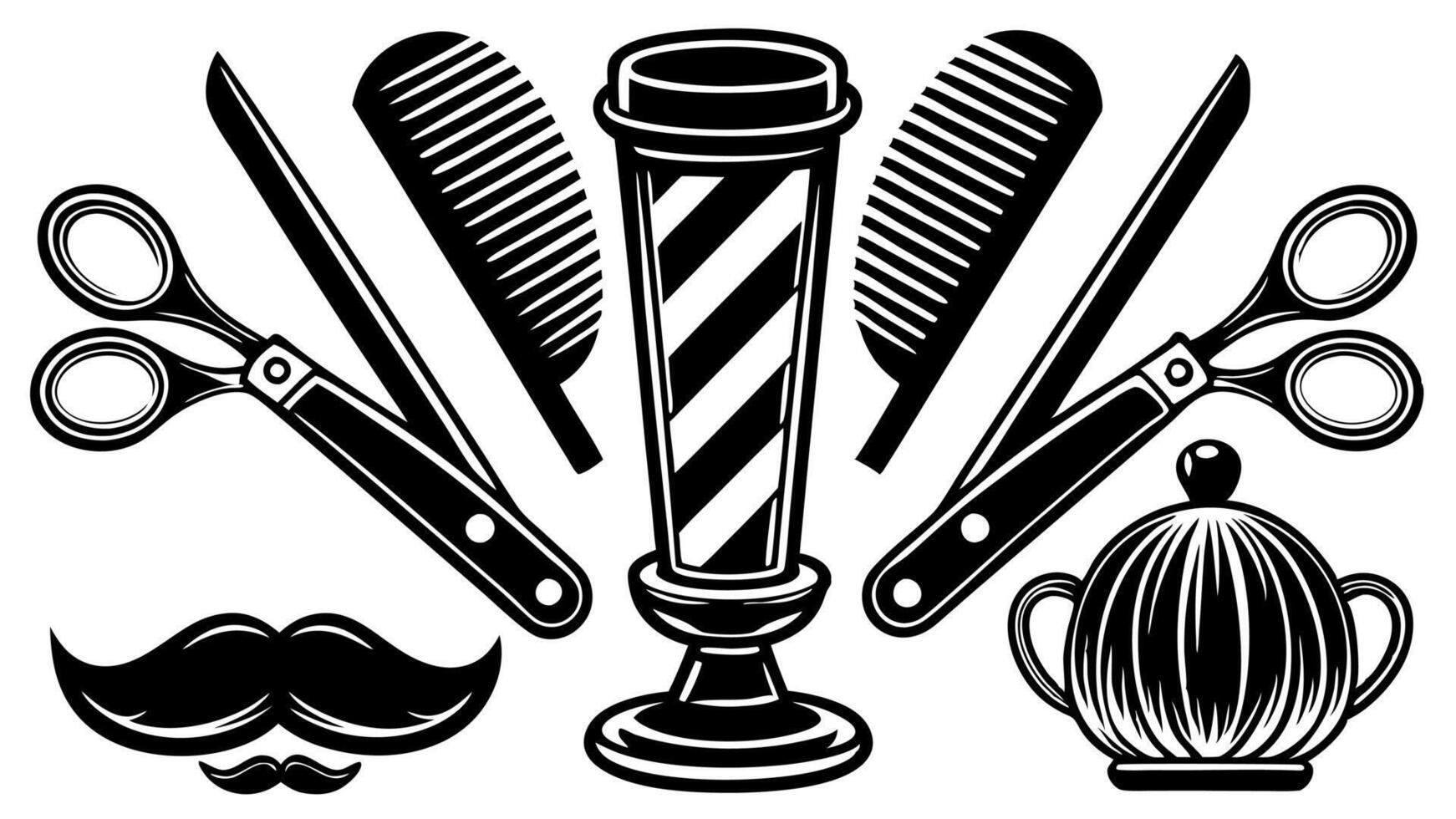 Vintage Barber Elements Set vector