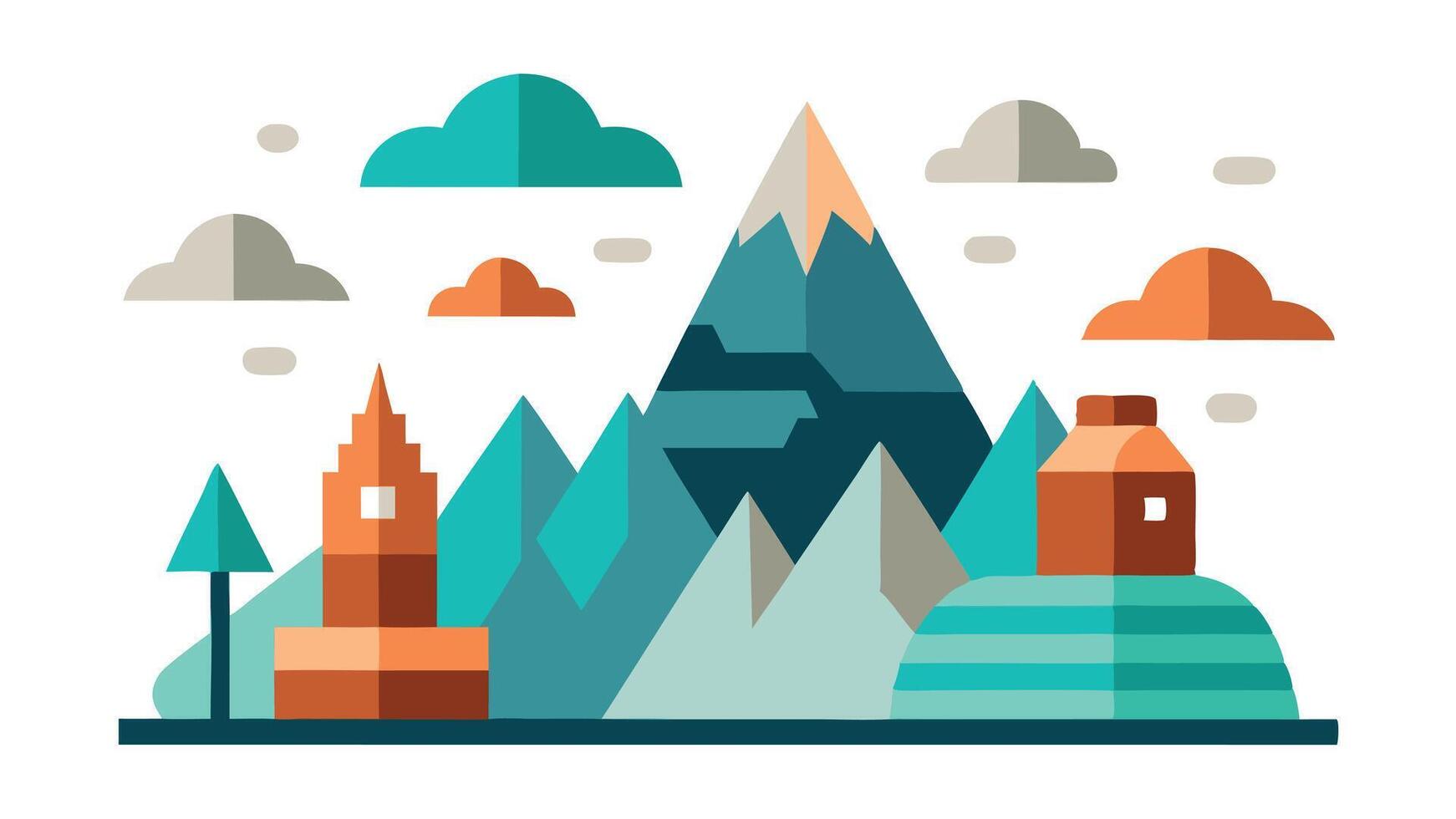Mountains and rocks flat icon collection vector