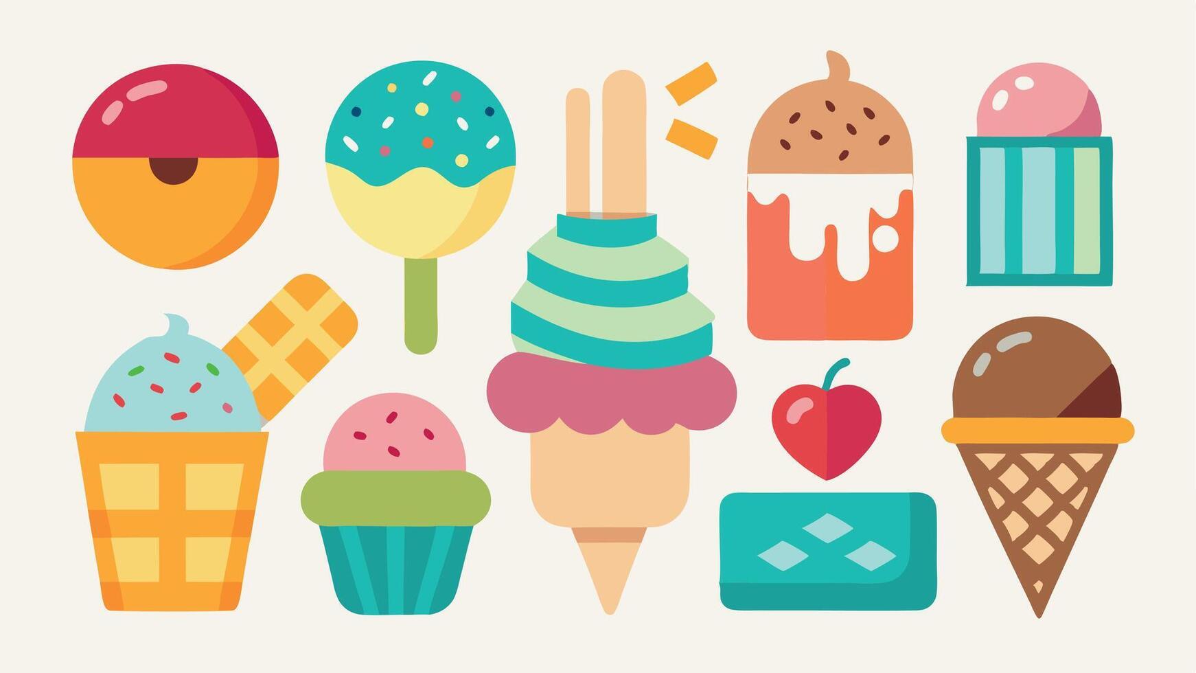 Ice creams icons set vector