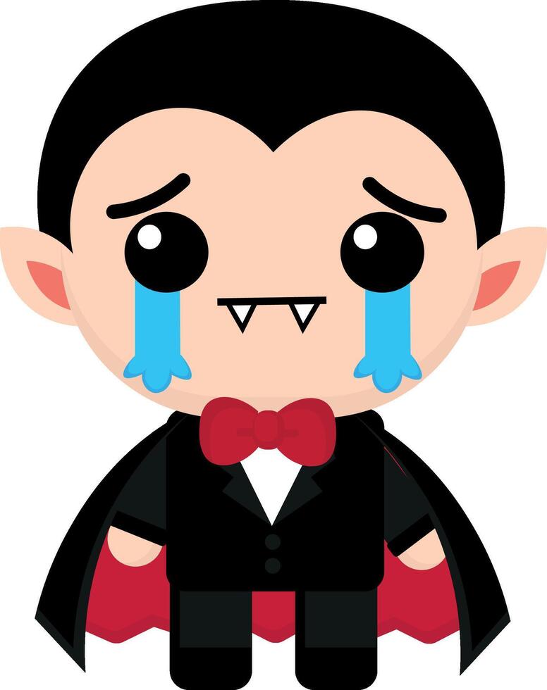 Cute vampire, goth, with expressions, collection, stick Fun Emotions, crying, sad vampire vector