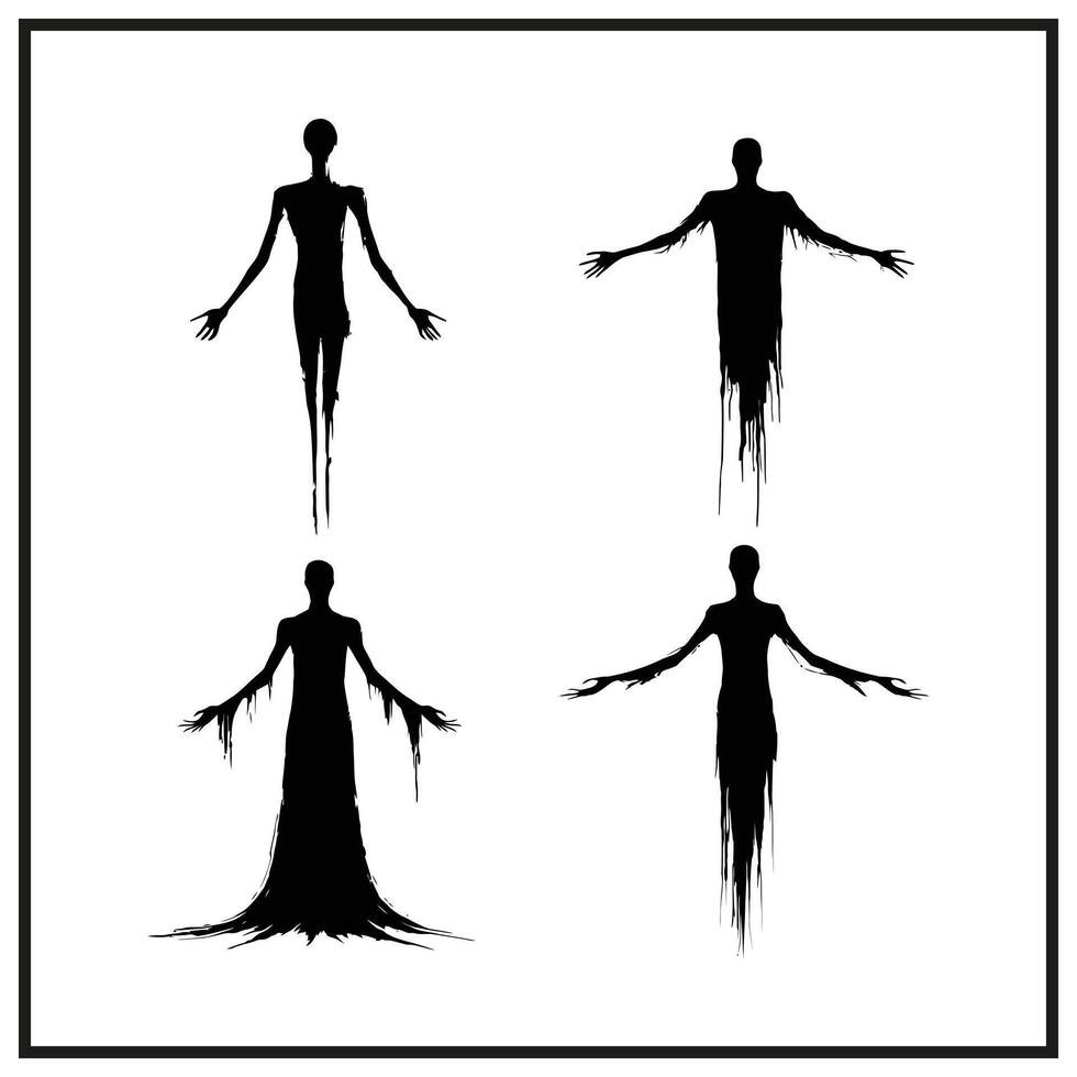 A ghostly figure with outstretched arms silhouette vector