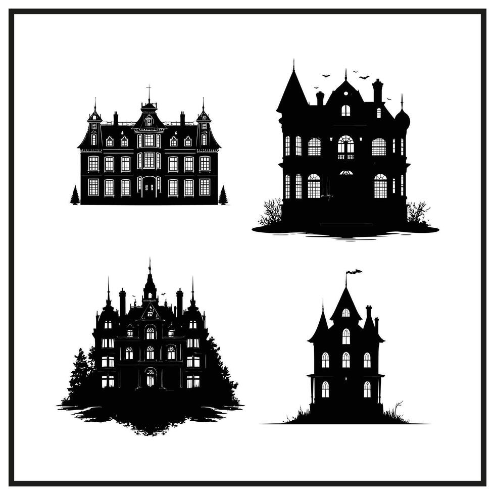 A haunted mansion clipart on a white background vector