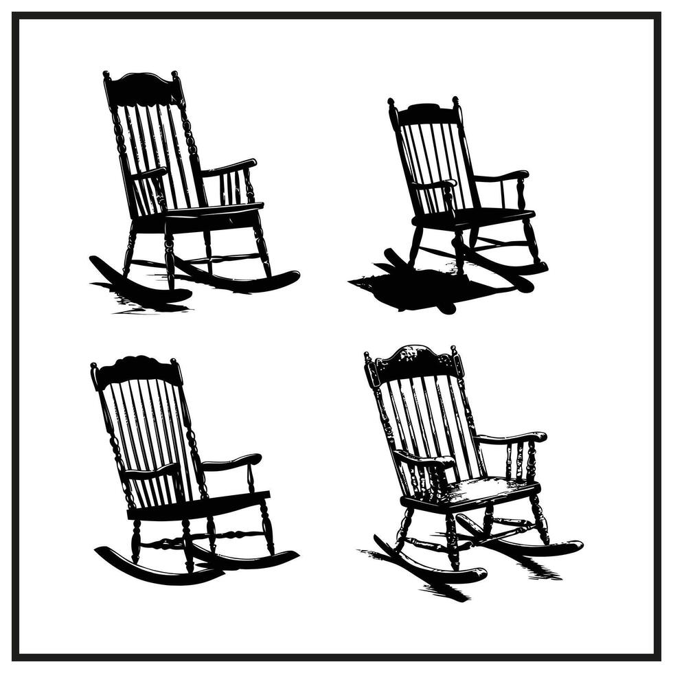 A haunted rocking chair moving clipart silhouette vector