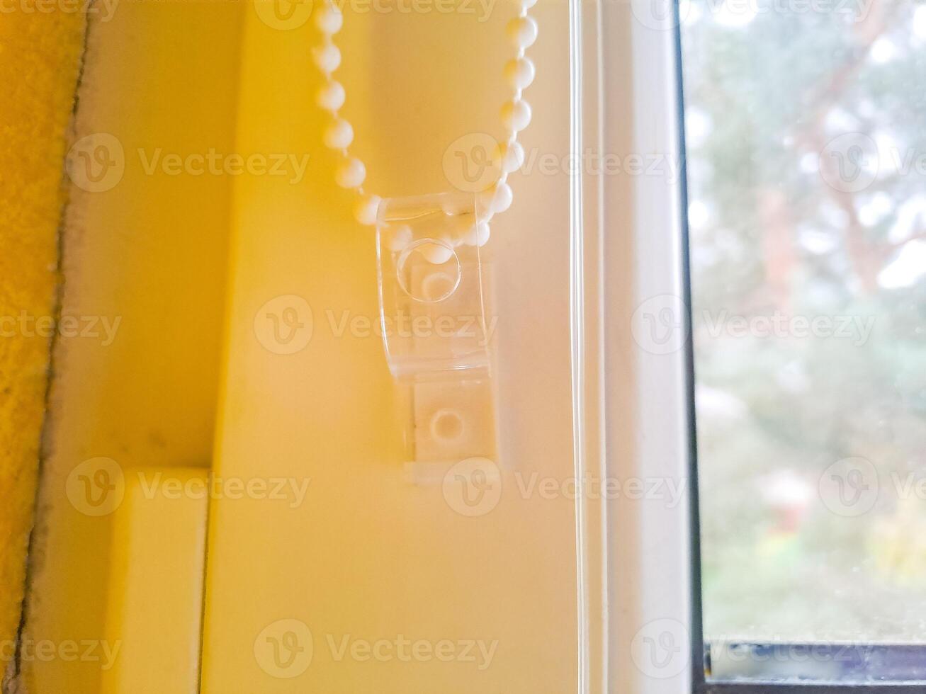 Window roller, duo system day and night. Dual roller shades beige color close-up photo