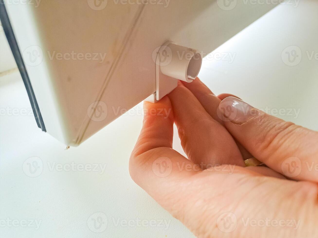 Window roller, duo system day and night. Dual roller shades beige color close-up photo