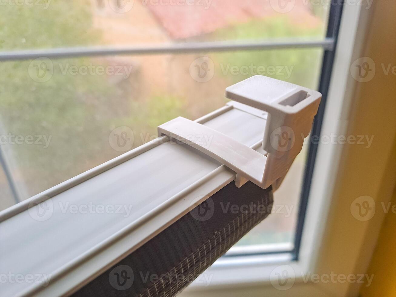 Window roller, duo system day and night. Dual roller shades beige color close-up photo