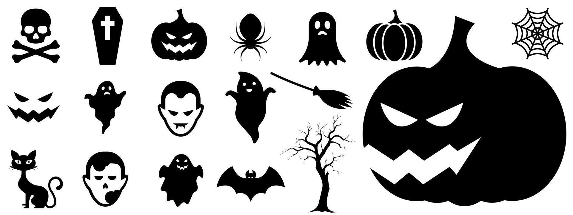 icon set halloween flat on white background vector