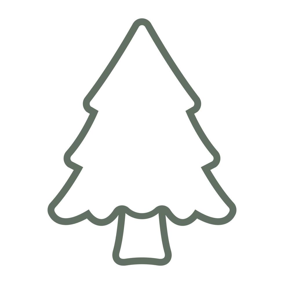 line icon pine tree flat on white backgroud vector