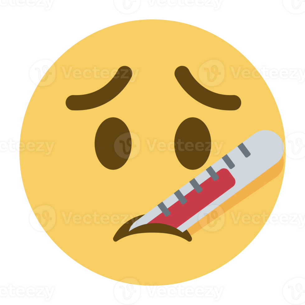 Sick emoji with thermometer png