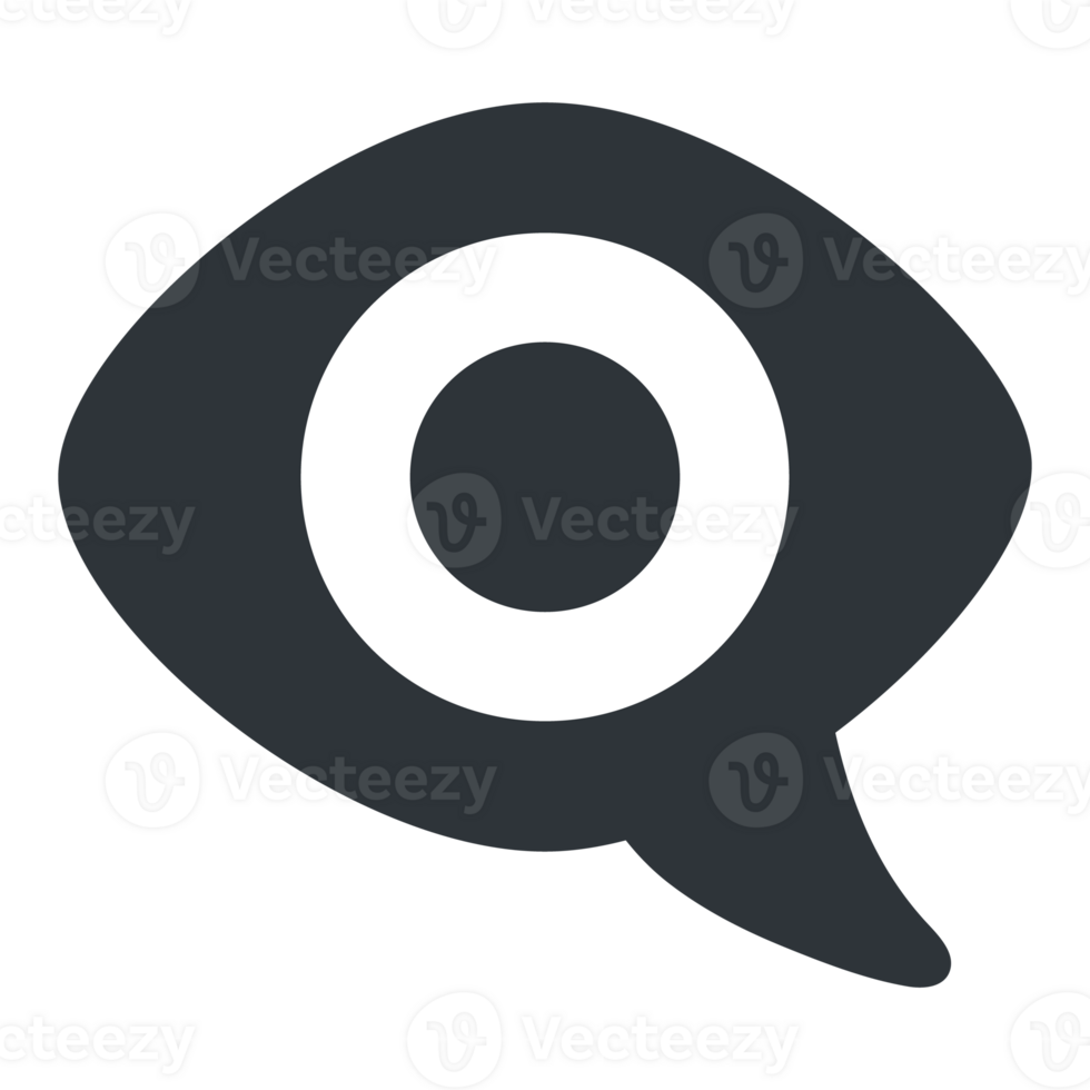 A black and white eye icon with a speech bubble png