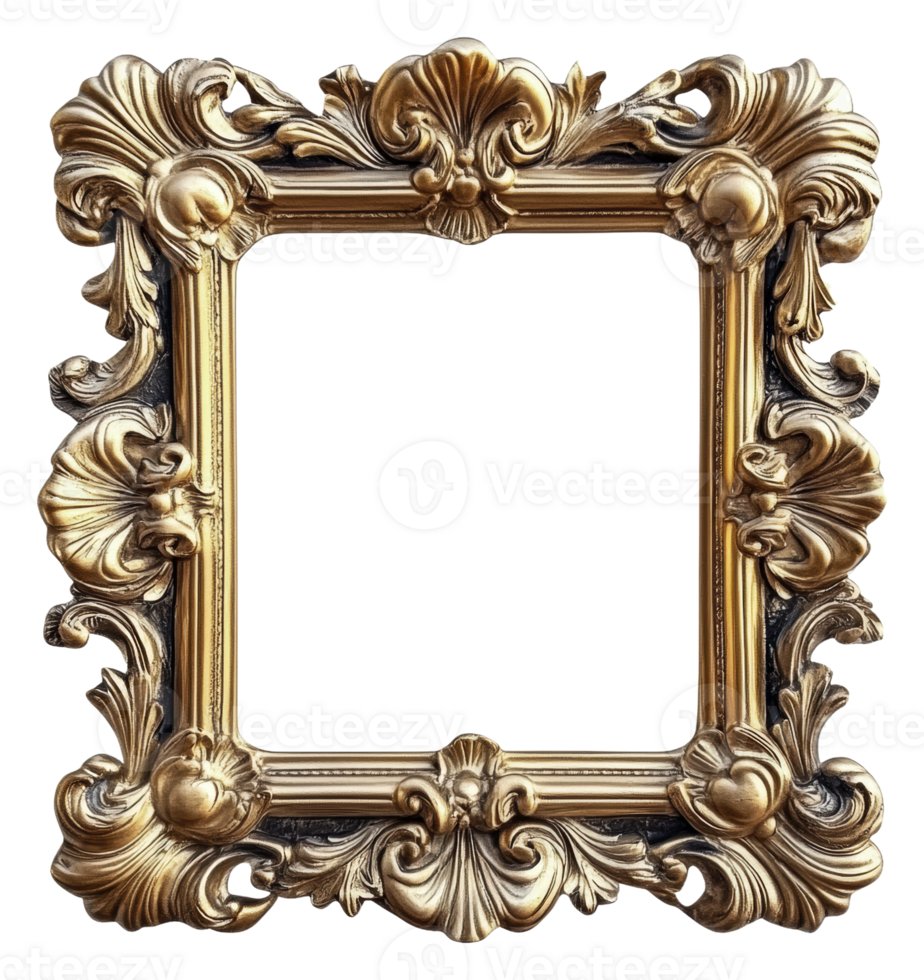 Ornate vintage gold frame for artwork display png