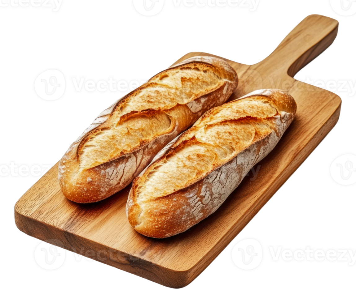 appena al forno baguettes su di legno taglio tavola png