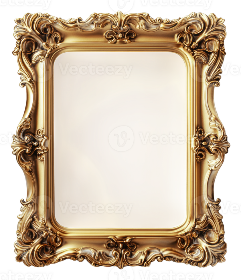 Decorative ornate gold frame with a blank interior png
