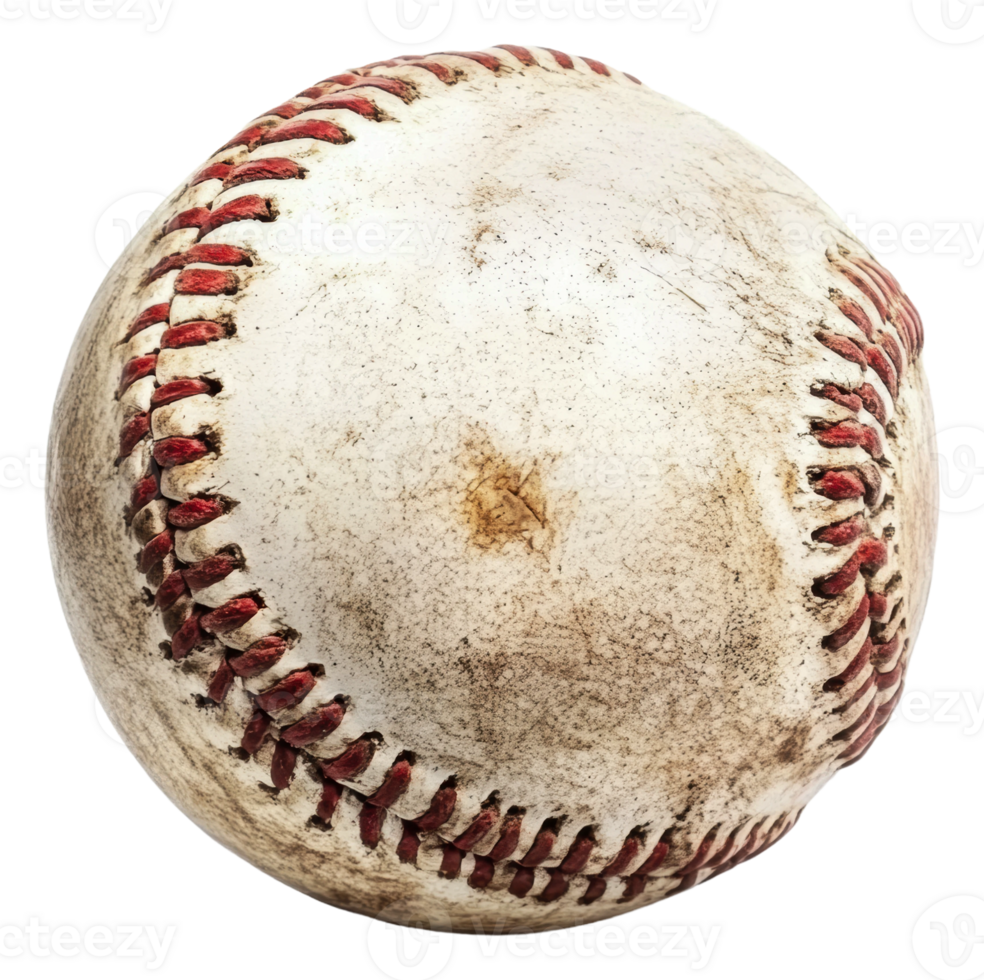 Worn baseball resting on a weathered surface png