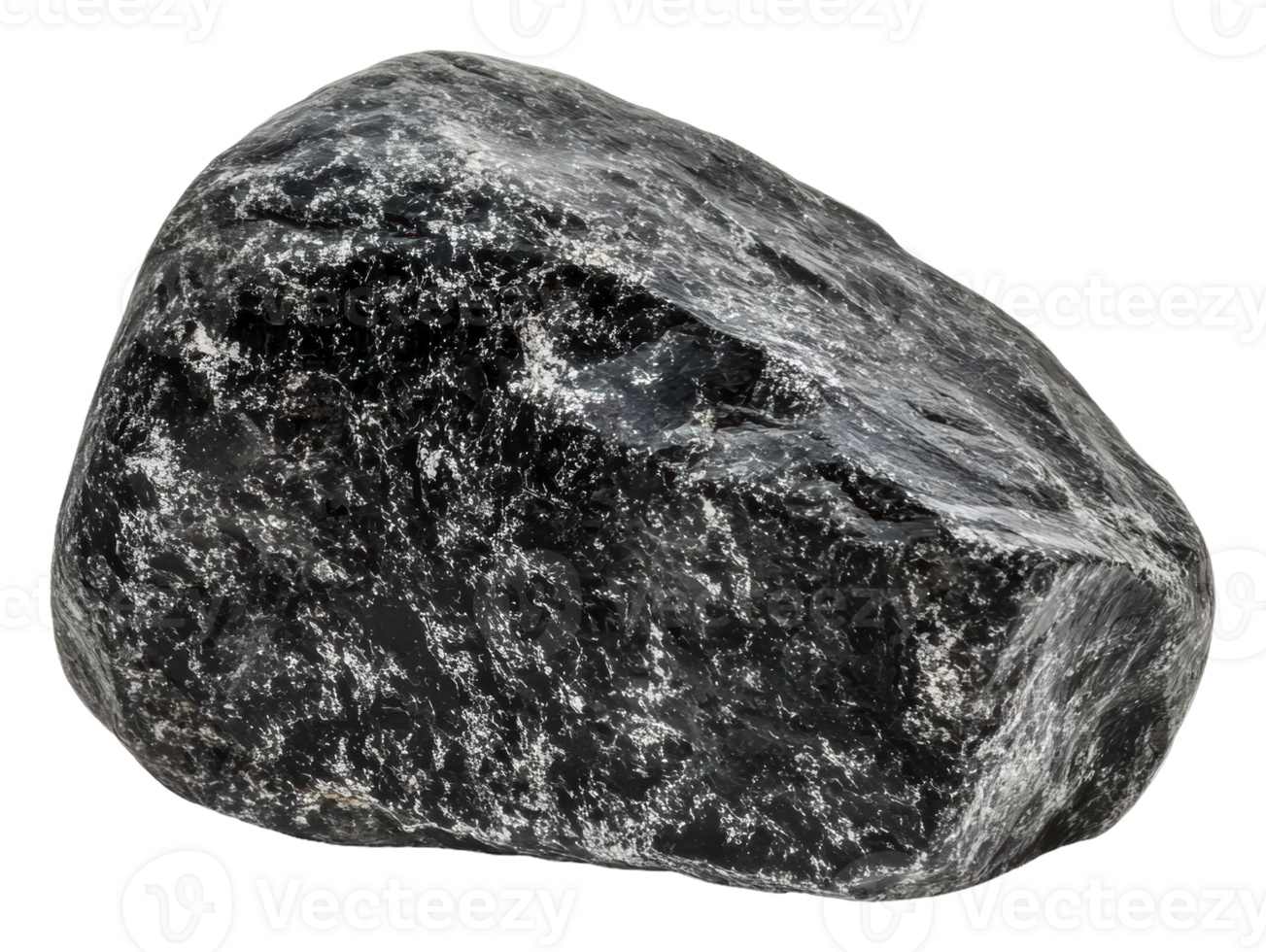 Natural black stone with unique texture and shape png