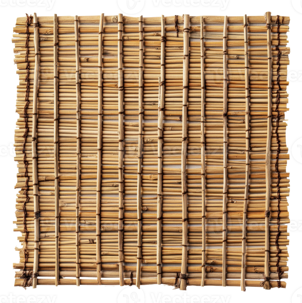 Rustic bamboo mat woven with natural reed material png