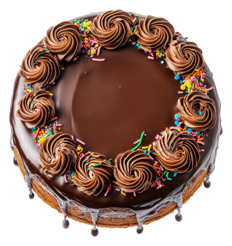 Delicious chocolate cake with colorful sprinkles png