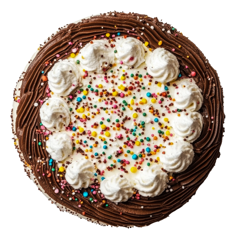 Chocolate cake with colorful sprinkles png