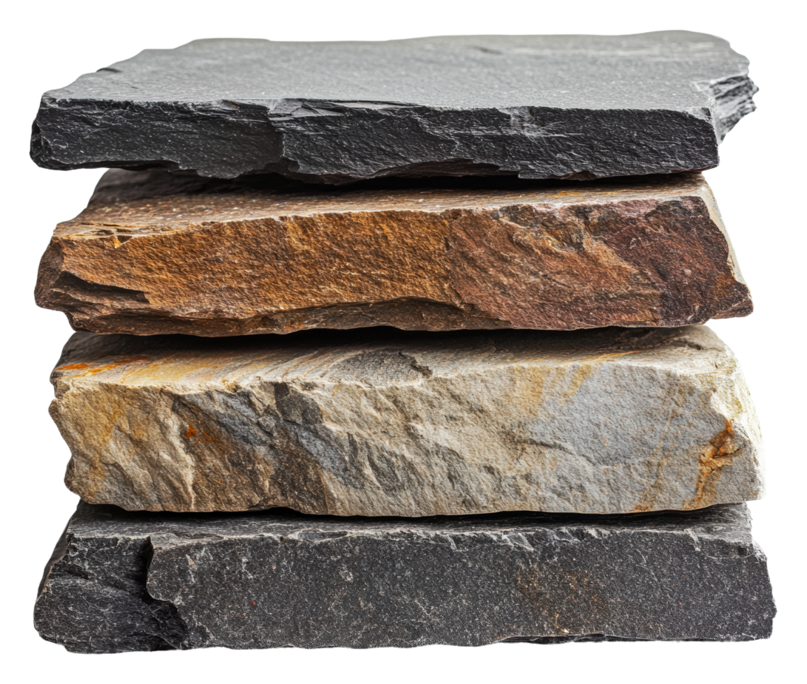 Varied colored natural stone stack png