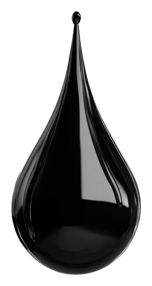 Glossy black liquid droplet suspended in air png