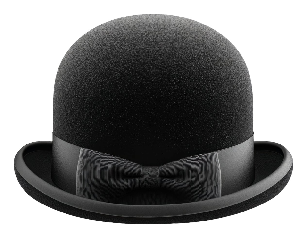 Classic black bowler hat resting on a flat surface png