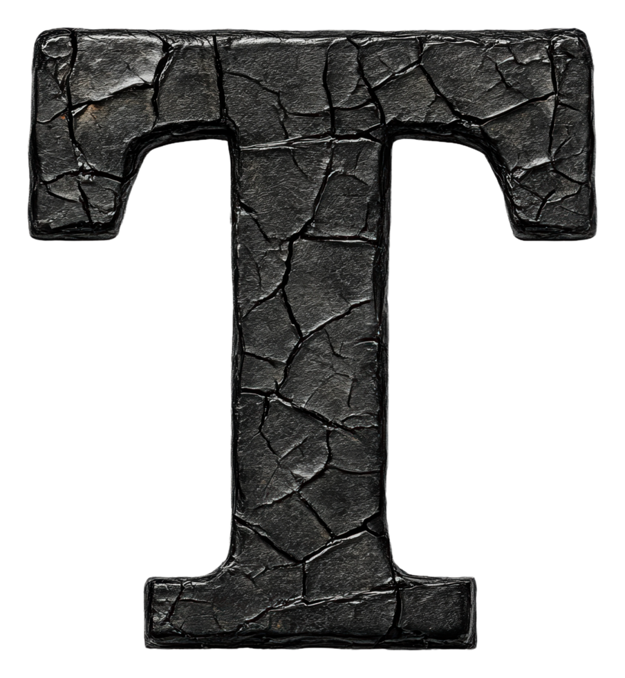 Textured stone letter T for display png