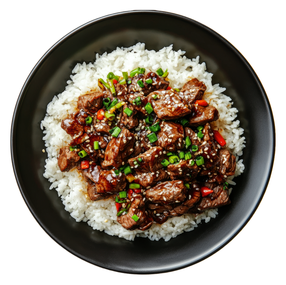 Beef stir-fry over rice bowl 51015323 PNG