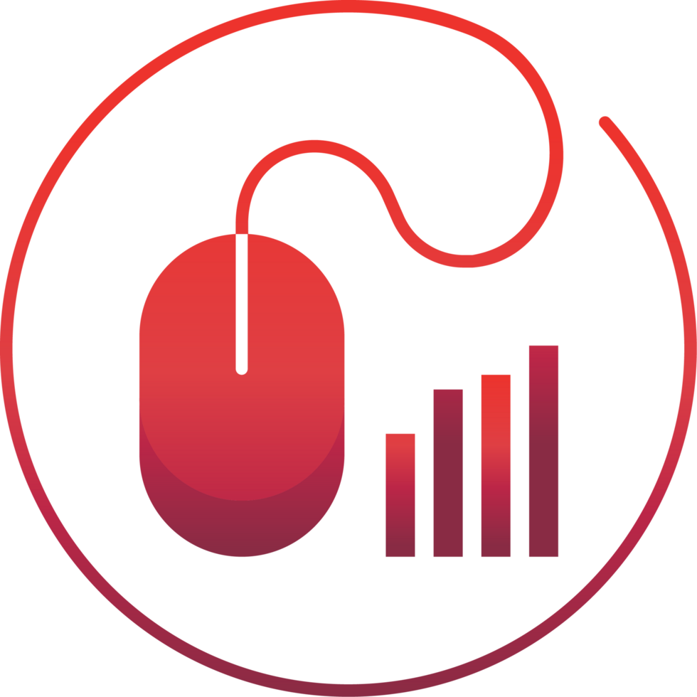 A red mouse with a bar graph on it png