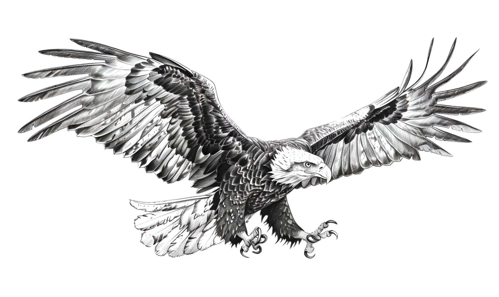 A Black And White Eagle With Wings Spread Out On Transparent Background png