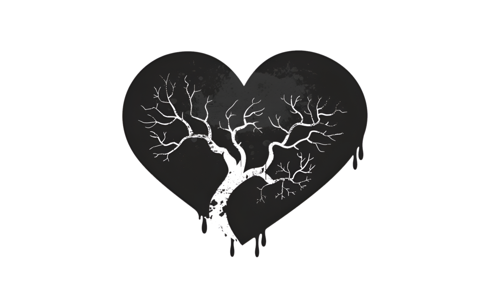 Artistic Black Heart with Transparent Background png