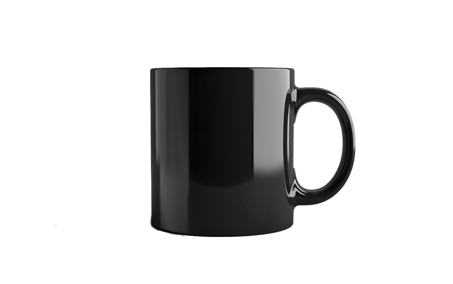 A black coffee mug on transparent background png