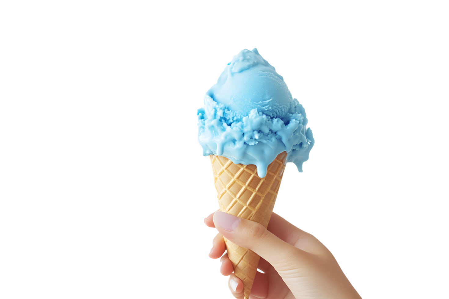 Cool Blue Ice Cream in a Cone on transparent background png