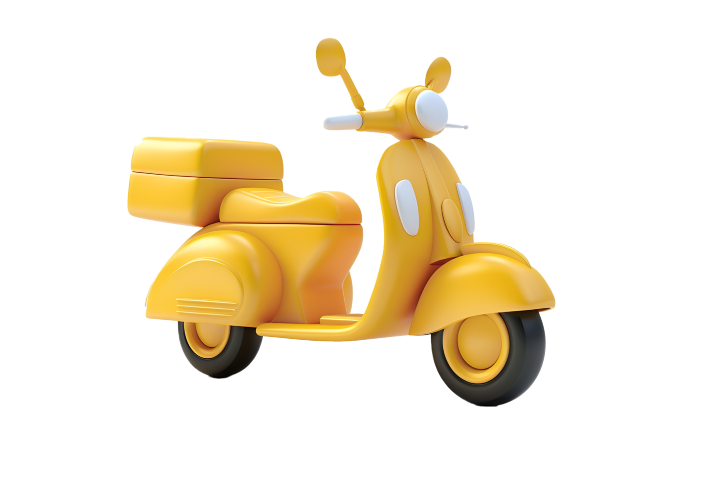 3D Yellow Delivery Motorcycle on isolated on transparent background png
